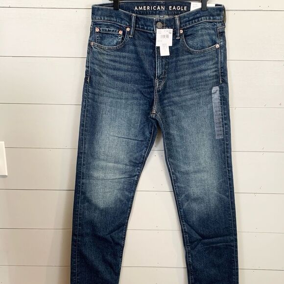 American Eagle Outfitters Men's Dark Blue Straight Jeans easy flex NWT 31x32 - Picture 1 of 12